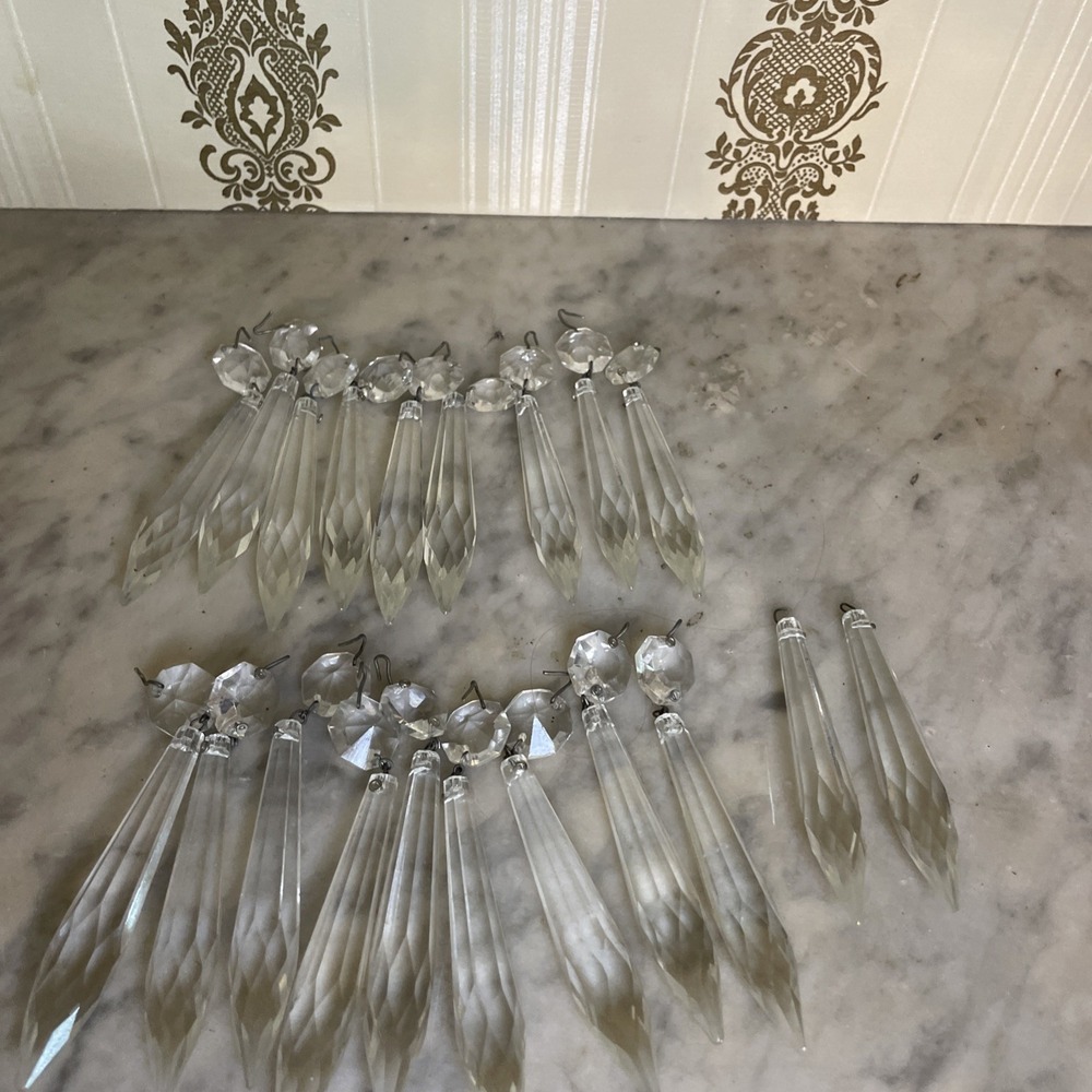 20 Antique Cut Glass Spear Lamp Prisms Hanging Oil Lamp Chandelier